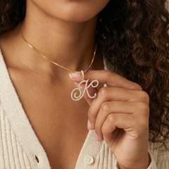 Luxe Cursive Diamond Accented Initial Necklace
