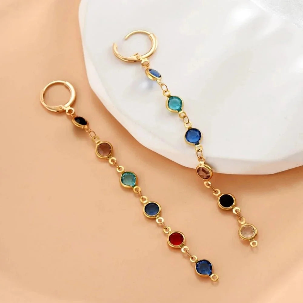 Gem Drop Hoop Earrings - Veinci