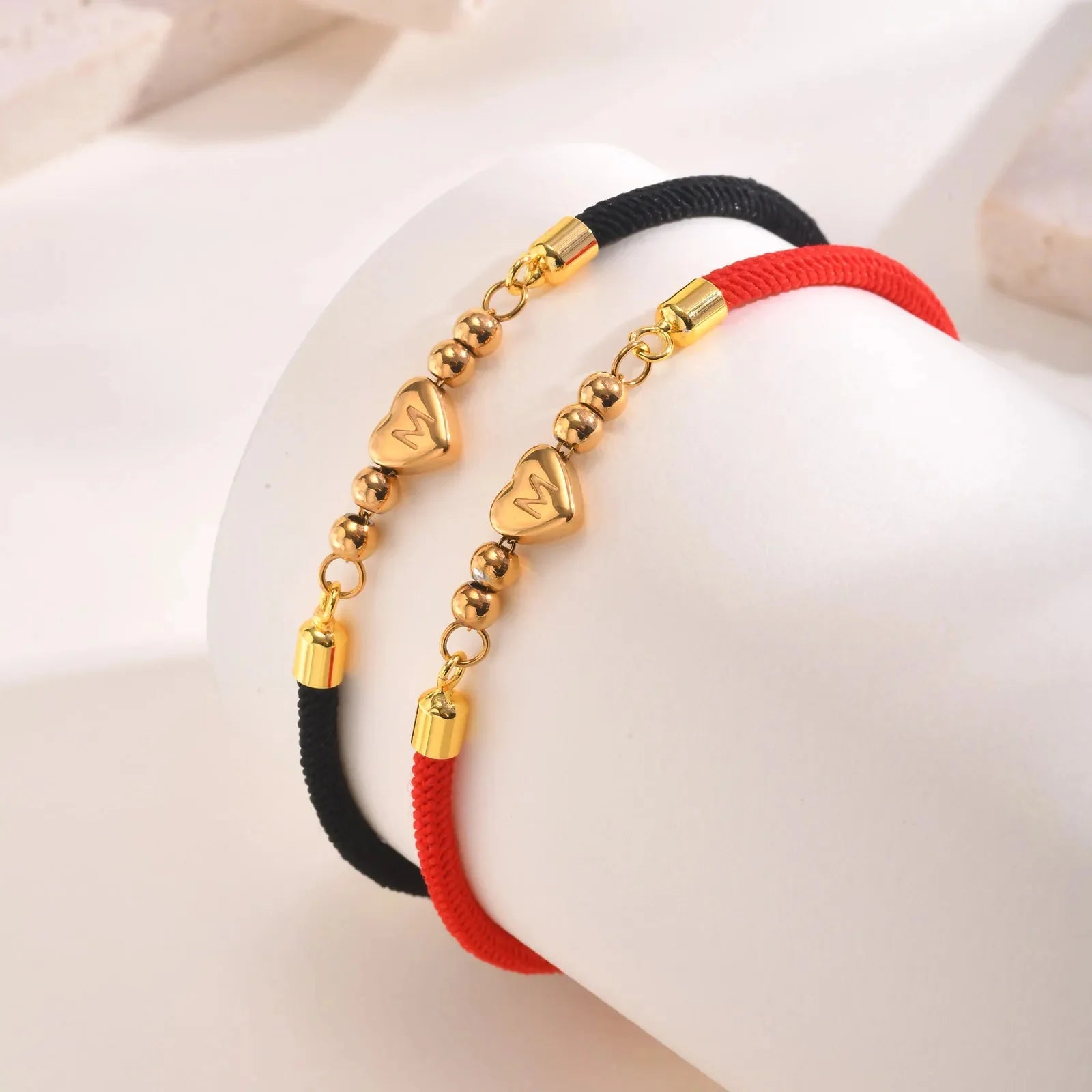 Heart Letter Initial Milan Rope Bracelet - Veinci