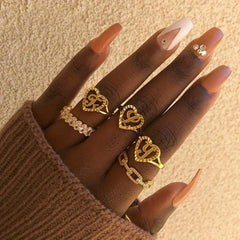 Elegant Cursive Letter Initial Heart Ring