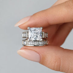 2-Piece Square Cut Diamond Ring Stack