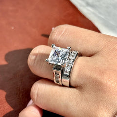 2-Piece Square Cut Diamond Ring Stack