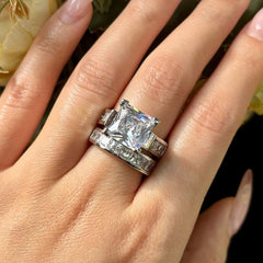 2-Piece Square Cut Diamond Ring Stack