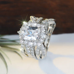 2-Piece Stackable Princess Cut Ring Set