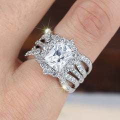 2-Piece Stackable Princess Cut Ring Set