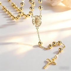 Beaded Geometric Virgin Mary Pendant Lariat Necklace