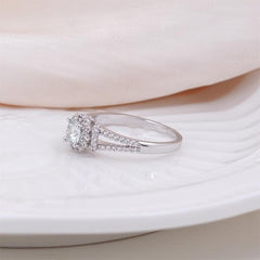 Split Shank Halo Diamond Accented Ring
