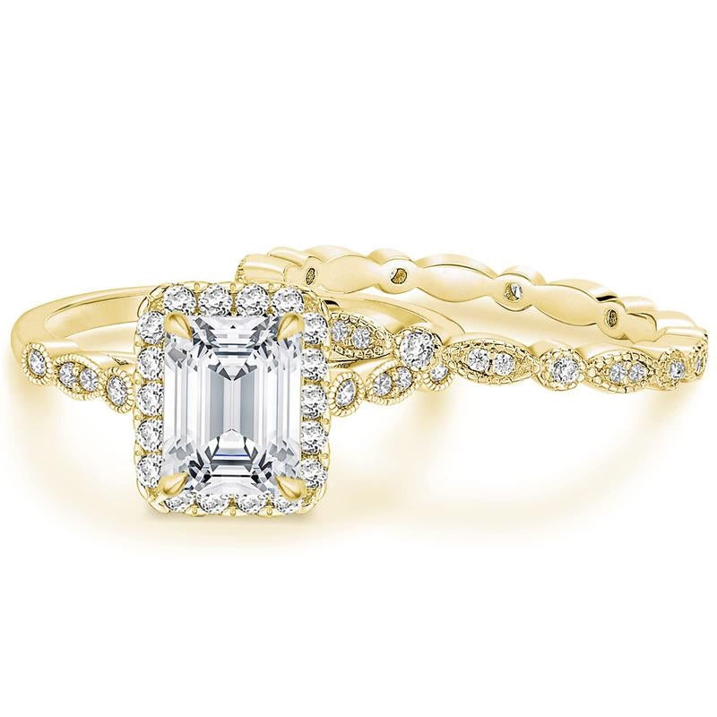 2-Piece Emerald Cut Ring Set