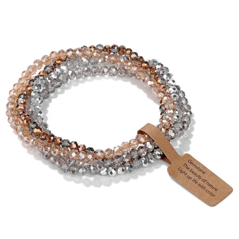 4-Piece Boho Glass Crystal Bracelet Set