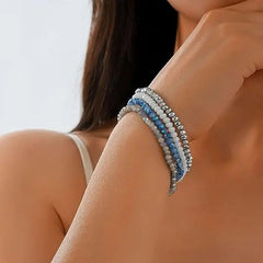 4-Piece Boho Glass Crystal Bracelet Set
