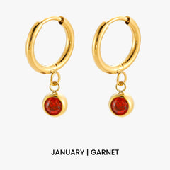 Birthstone Charm Hoops