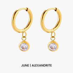 Birthstone Charm Hoops