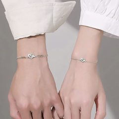 Sterling Silver Dainty Heart Knot Love Bracelet