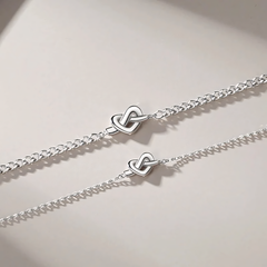 Sterling Silver Dainty Heart Knot Love Bracelet