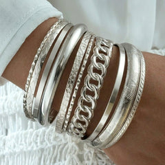 14K 10-Piece Chunky Variety Bracelet Stack