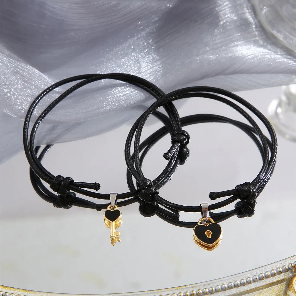 Minimal Lock & Key Couples Bracelets - Veinci