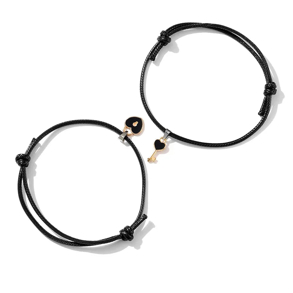 Minimal Lock & Key Couples Bracelets - Veinci