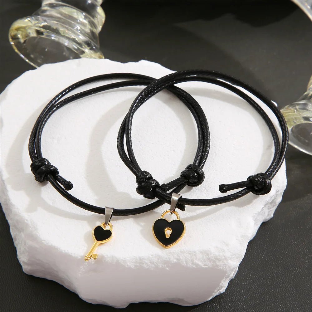 Minimal Lock & Key Couples Bracelets - Veinci