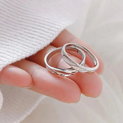 Minimal Wave Textured Couples Rings - Veinci
