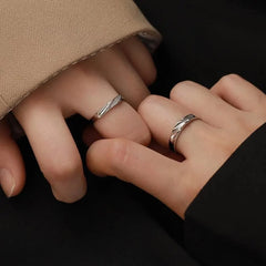 Minimal Wave Textured Couples Rings - Veinci