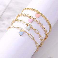 Pastel Heart Bracelet Stack - Veinci