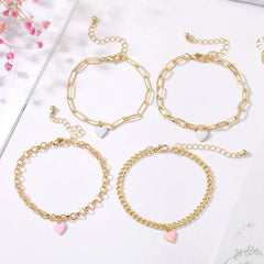 Pastel Heart Bracelet Stack - Veinci
