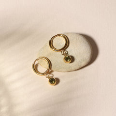 Birthstone Charm Hoops