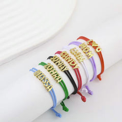 Personalized Bubble Name Layered Rope Bracelet - Veinci