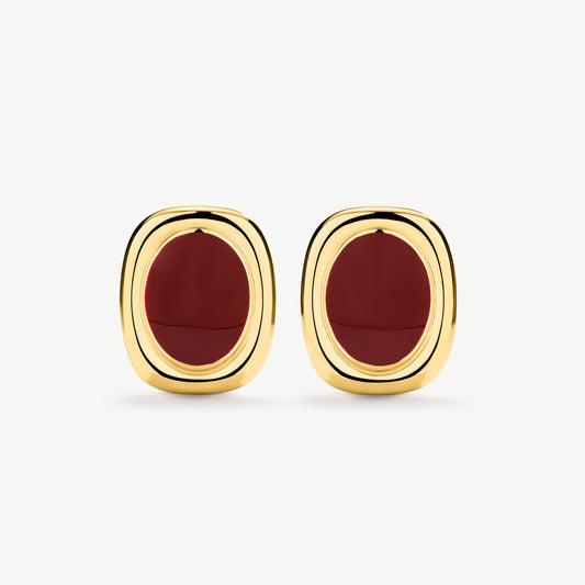 Bold Oval Statement Earrings Red