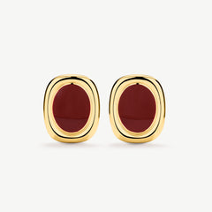 Bold Oval Statement Earrings Red