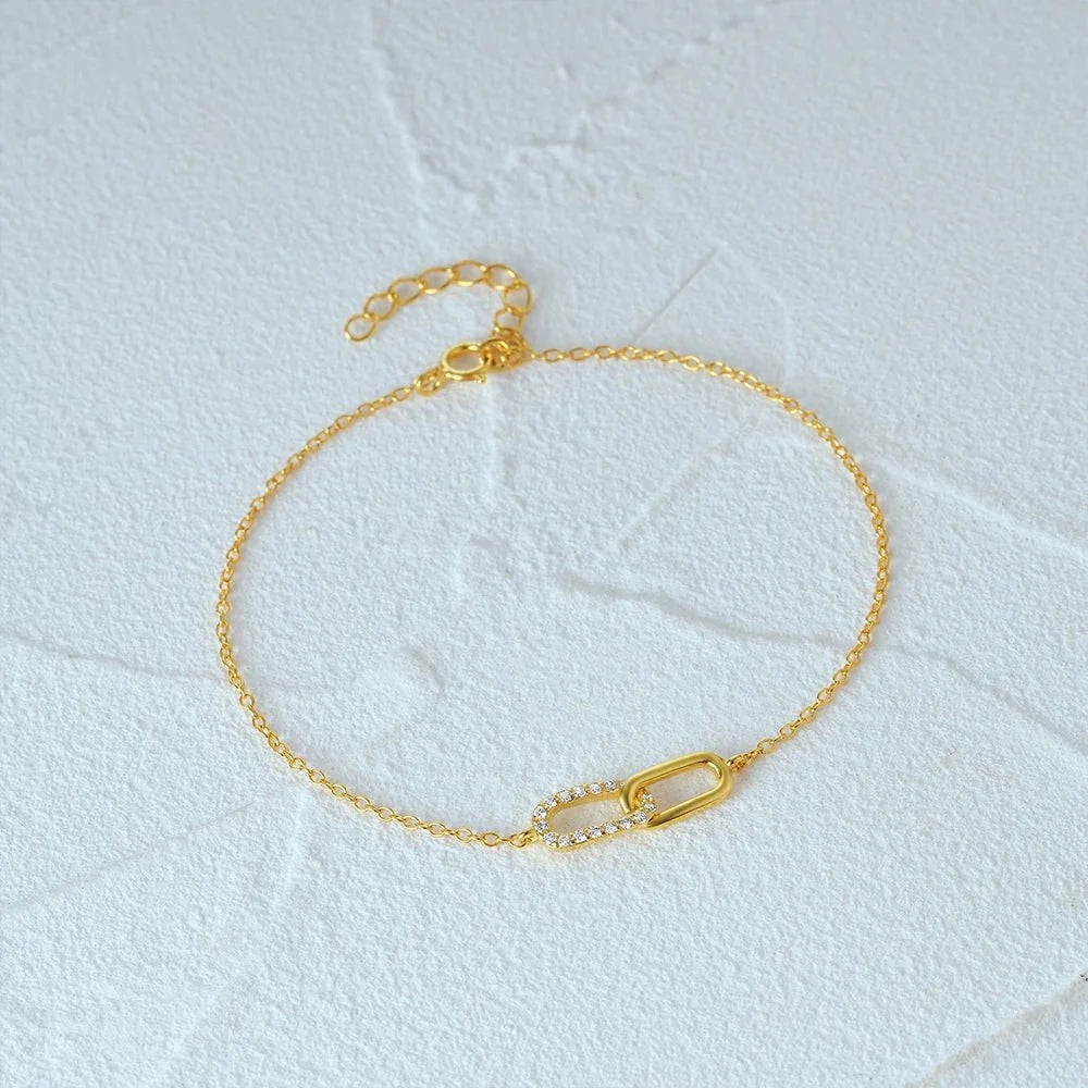 S925 Forever Linked Diamond Contrast Bracelet - Veinci
