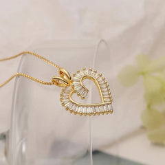 Shimmering Diamond Accented Heart Necklaces - Veinci