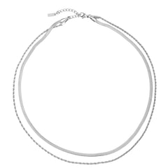 Silver Layered Necklace White Background