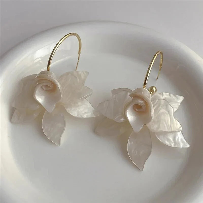 Statement Floral Hoop Earrings - Veinci