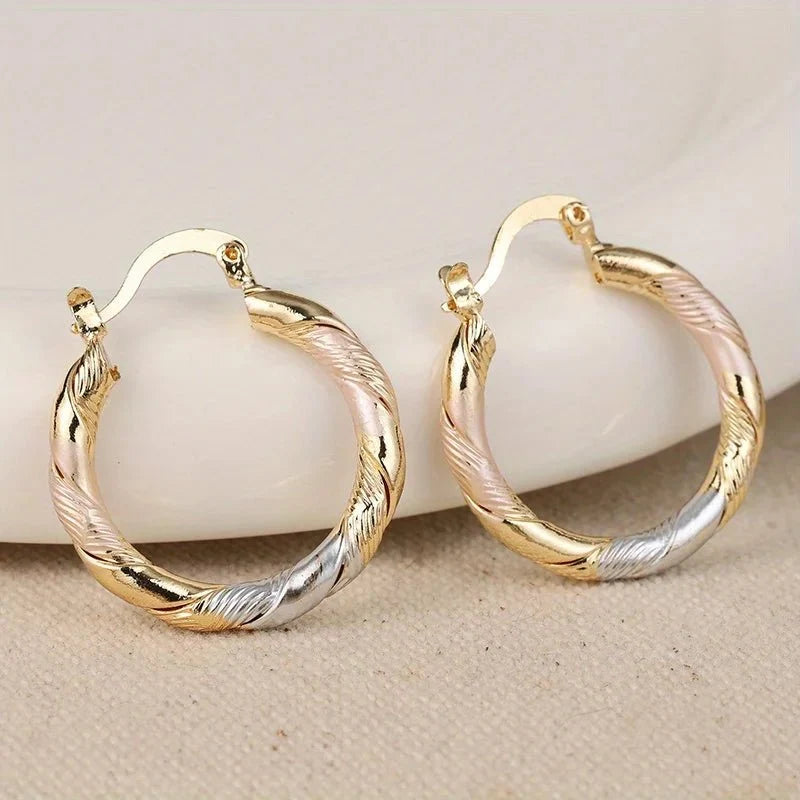 Triple Contrast Wrap Hoop Earrings - Veinci