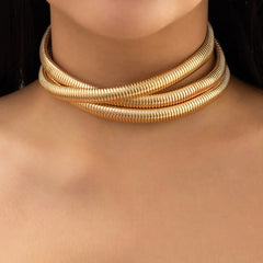 Triple Layer Stacked Chunky Choker Necklace - Veinci