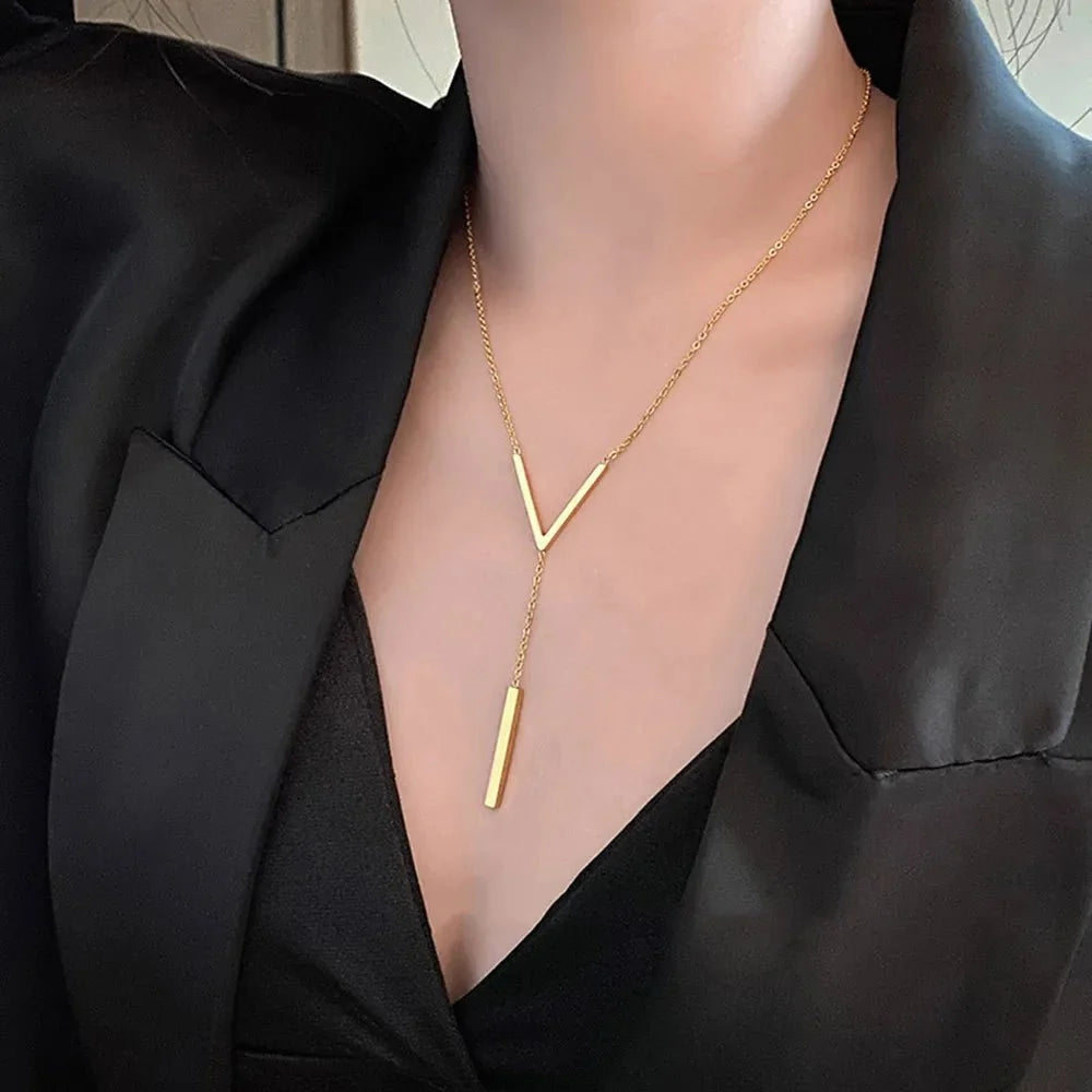 V Drop Lariat Necklace - Veinci