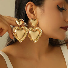 Vintage Inspired Classy Double Heart Earrings - Veinci