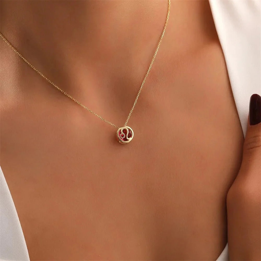 Zircon Encapsulated Zodiac Sign Necklace - Veinci